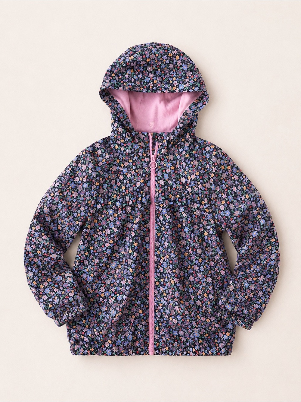 H&M Youth Girls Floral Hoodie Jacket in Purple & Pink / Lightweight Spring